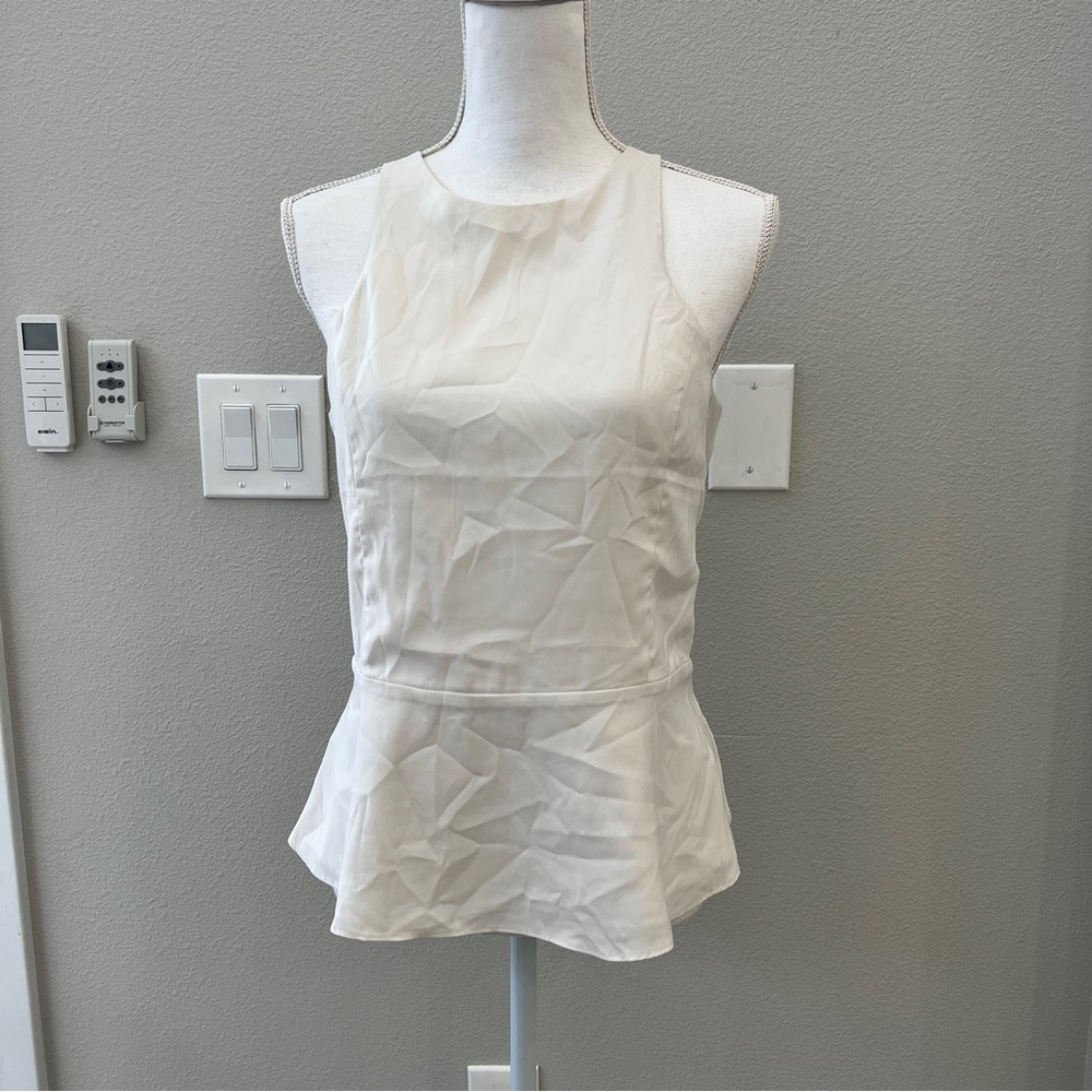 Express White Sleeveless Peplum Top, Work Top, Work Wear